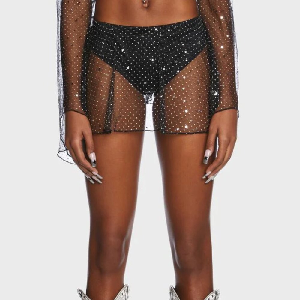 Dolls Kill celestial queen mini black skirt